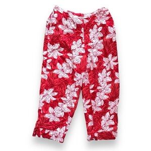 Vintage Sag Harbor Red‎ Tropical Floral Capri Pants Women’s Size 8 Summer Cruise